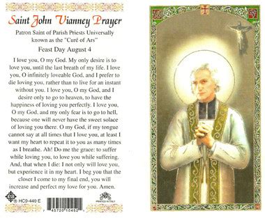 St. John Vianney, laminated prayer card