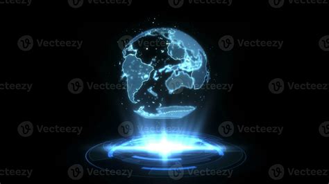 Hologram Light Show Scan Radar Earth Digital World Technology Futuristic Hud Screen Background ...