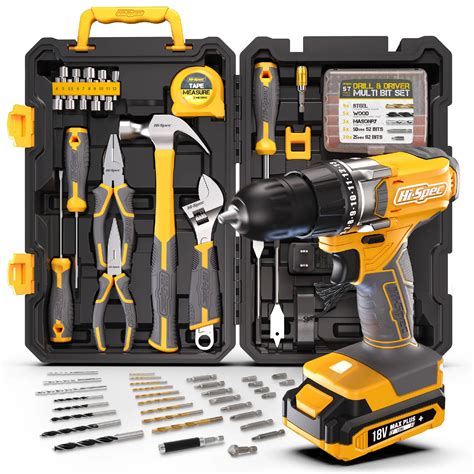 81pc Home Garage Tool Set With 18v Drill Driver Professional Steel ...