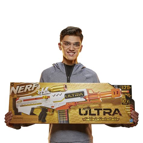 Buy Nerf Ultra Pharaoh Blaster with Premium Gold Accents, 10-Dart Clip, 10 Ultra Darts, Bolt ...