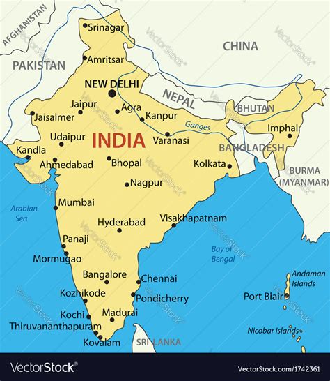 Republic of India - map Royalty Free Vector Image