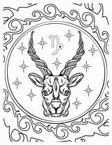 Capricorn Coloring Pages Artistic Designs For Relaxation And Fun sketch template