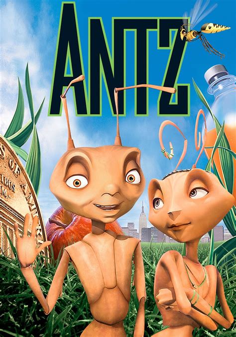 an advertisement for antz with two cartoon characters