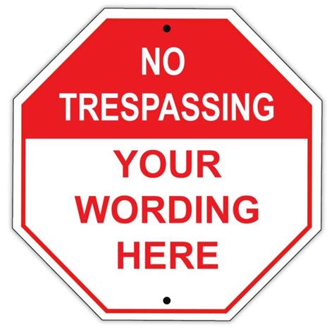 No Trespassing Personalized Text Custom Designed Novelty Aluminum Metal Sign | eBay