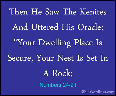 Numbers 24-21 - Then He Saw The Kenites And Uttered His Oracle: " - BibleWordings.com