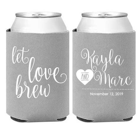 Personalized Wedding Can Cooler Let Love Brew Engagement Favors | Koozie wedding favors, Custom ...