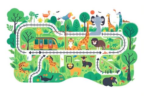 Premium Photo | Zoo Tram Route Map On White Background