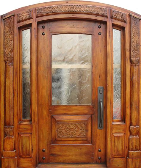 Arched Door - La Puerta Originals - Front Entry with Sidelites Constructed with carved antique ...