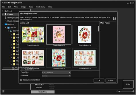 Canon My Image Garden - Printable Template Calendar