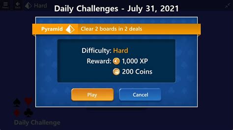 Microsoft Solitaire Collection | Pyramid - Hard | July 31, 2021 | Daily ...