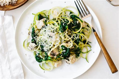 Zucchini Noodles with Chicken, Spinach and Parmesan - Downshiftology