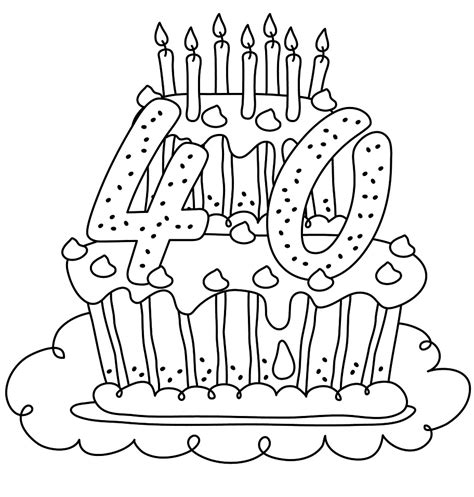 40 Years Old Birthday Coloring Page - Free Printable Coloring Pages for Kids