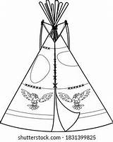 Coloring Page Cartoon Teepee Tipi Traditional Stock Vector Royalty  sketch template