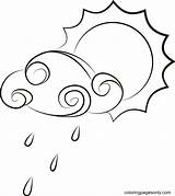 Sun And Rain Cloud Coloring Page  Free Printable Pages sketch template