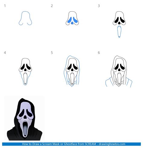 How to Draw a Scream Mask or Ghostface from SCREAM - Step by Step Easy Drawing Guides - Drawing ...