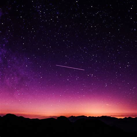 Star Galaxy Night Sky Mountain Purple Red Nature Space iPad Air Wallpapers Free Download