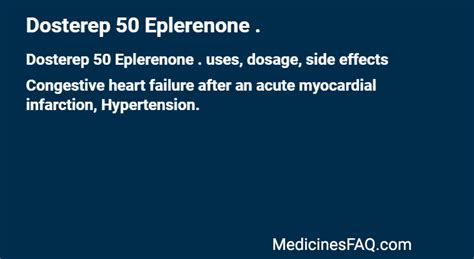 Dosterep 50 Eplerenone . : Uses, Dosage, Side Effects, FAQ - MedicinesFAQ