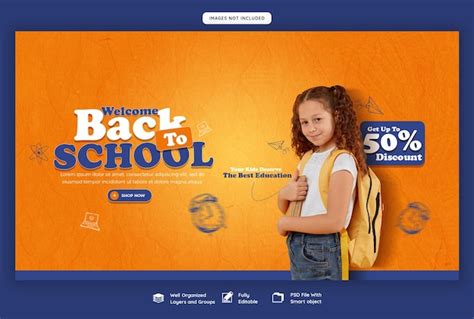 Premium PSD | Back to school web banner template