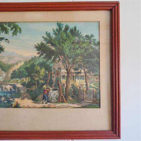 The Old Oaken Bucket Framed Colored Lithograph Pastoral Wall - Etsy