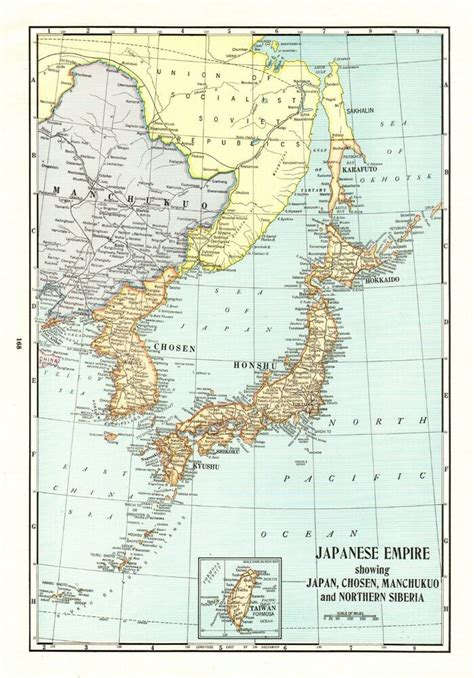 1937 Antique Japan Map Japanese Empire Map Manchukuo Northern Siberia ...