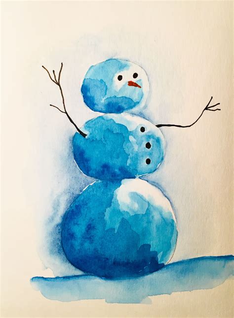 Watercolor Snowman at PaintingValley.com | Explore collection of Watercolor Snowman