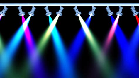 Concert Stage 10 Lights Loop with Different Colours Animation in Black Screen Background Effects ...