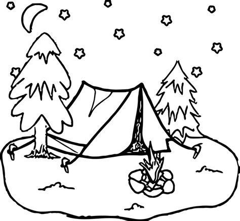 tent camping night coloring page - Wecoloringpage.com