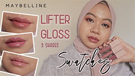 MAYBELLINE LIFTER GLOSS SWATCHES - 3 COLORS - YouTube