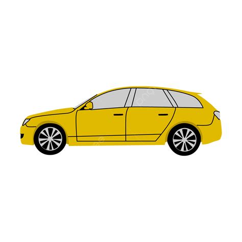 Illustration De Style Plat Vue Côté Voiture Jaune PNG , Conception De ...