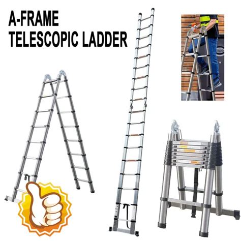 TELESCOPIC LOFT LADDERS Heavy Duty A Frame DIY Extendable Collapsible ...