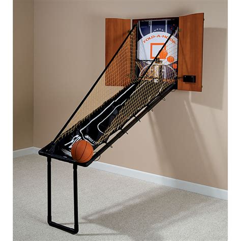 The Wall Mounted Fold Out Mahogany Basketball Game - Hammacher Schlemmer