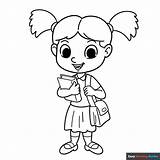 School Girl Coloring Page  Easy Drawing Guides sketch template