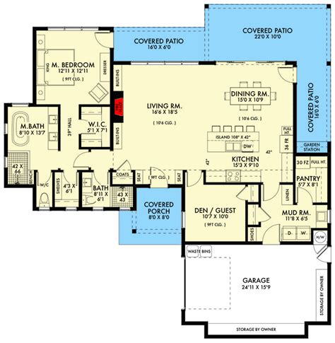 One-Story Contemporary Home Plan with Open Concept Layout - 67786MG ...