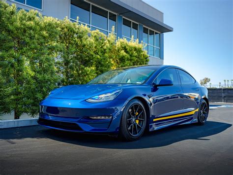 Jim Zeeb's Deep Blue Metallic Tesla Model 3 - UP Carbon Fiber Aero - Unplugged Performance