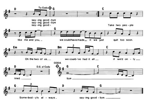 SOMEBODY'S ALWAYS SAYING GOODBYE Sheet music | Easy Sheet Music