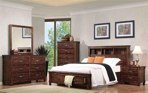 Noble Rustic Oak Queen Captain Panel Storage Bedroom Set from Coaster ...