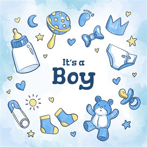 Premium Vector | Blue baby shower boy