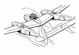 Lockheed P 38 Lightning  Airplane coloring sketch template