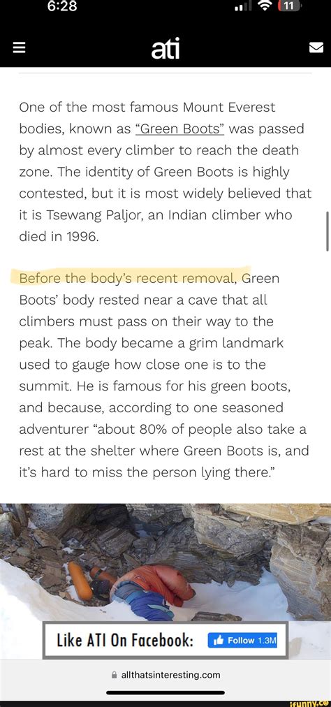 One of the most famous Mount Everest bodies, known as "Green Boots" was passed by almost every ...