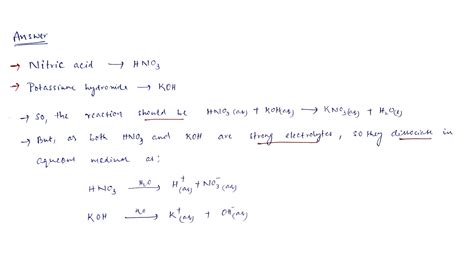 [Solved] The correct net ionic equation for the reaction between nitric acid... | Course Hero