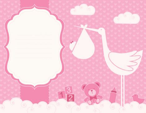 Baby Girl Birth Announcement Card Stock Illustration - Download Image Now - iStock