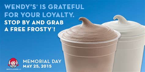 Free Small Frosty at Wendy's on Memorial Day!