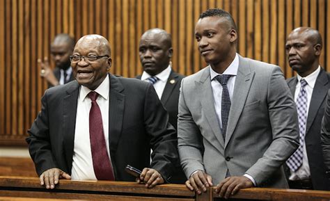 Former president, Jacob Zuma is pictured in court in support of his son ...