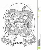 Gemini Coloring Zodiac Astrology Doodle Signs Adult Taurus Colouring  sketch template