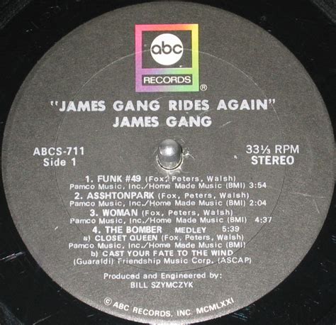 James Gang Rides Again - 1970 - 1971 - ABC Records - ABCS-711 - Label (JPG) | BeeIMG