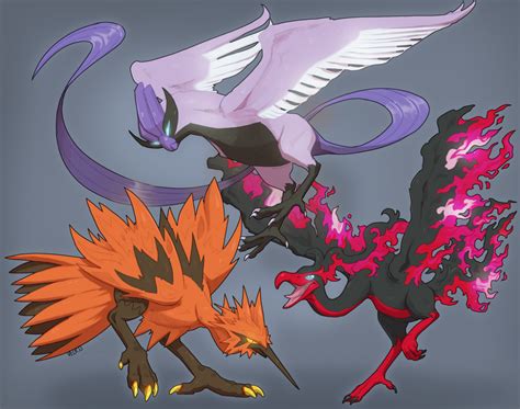 Galarian Articuno, Zapdos, Moltres by Velkss on DeviantArt | Moltres pokemon, Pokemon rayquaza ...