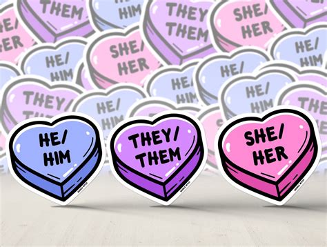 Pronoun Stickers Conversation Hearts Stickers Candy Hearts - Etsy