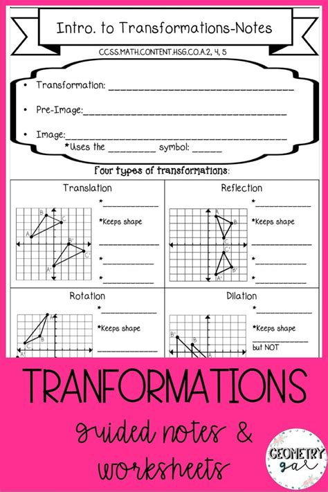 Geometry transformations worksheet answers – Artofit