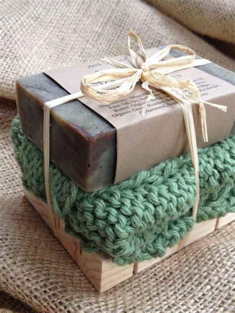 Soap Gift Set - Woodland Sage Soap, Handknit cotton washcloth, all ...