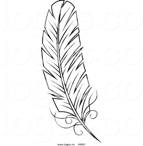 Royalty Free Clip Art Vector Black and White Feather Logo | Feather ...